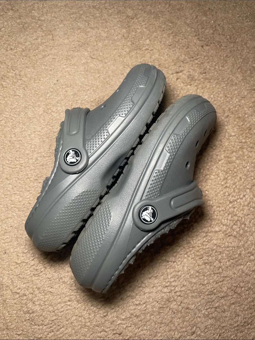 CROCS Kids Lined Clogs in Gray